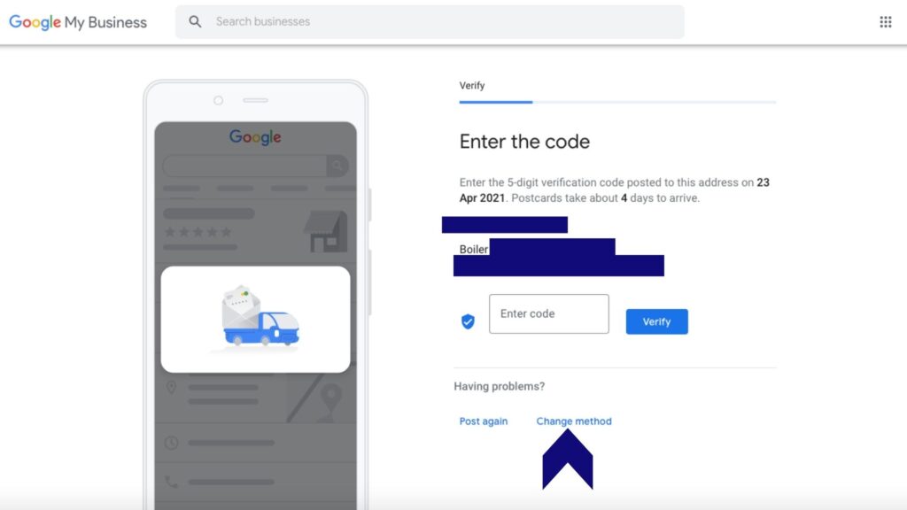 How to verify Google My Business without a postcard - step 3